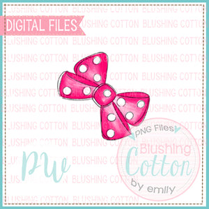 HOT PINK POLKA DOT BOW ADD ON WATERCOLOR DESIGN BCPW