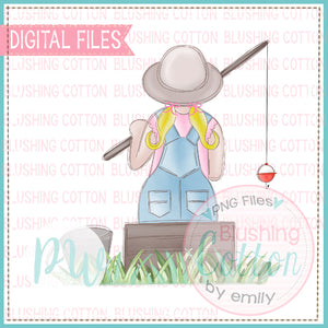 LITTLE FISHER GIRL BLONDE WATERCOLOR DESIGN BCPW