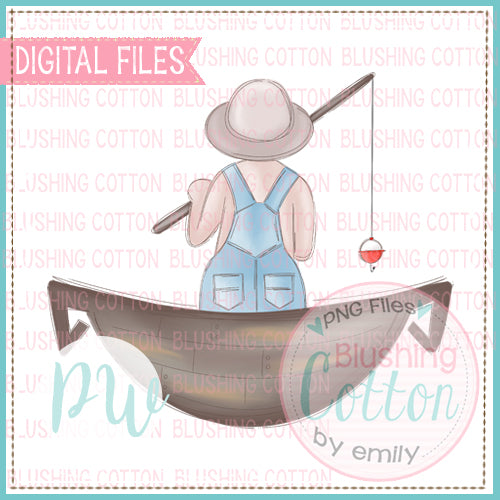 LITTLE FISHER IN BOAT WATERCOLOR DESIGN BCPW