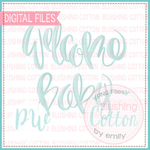WELCOME BABY BOY WATERCOLOR WORD ART DESIGN BCPW