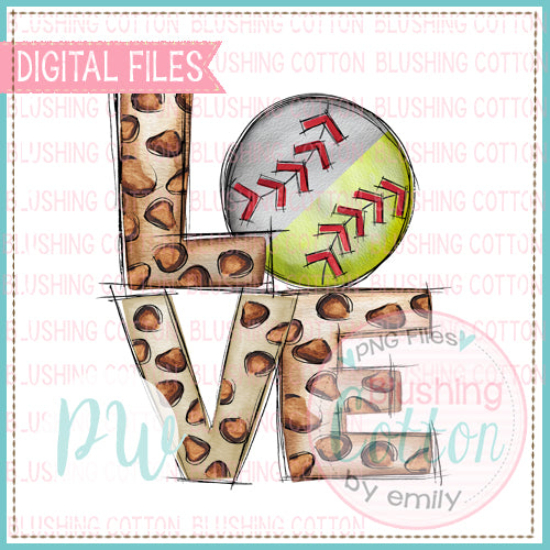 LOVE WITH BASEBALL AND SOFTBALL FOR ADD ON BOW WATERCOLOR DESIGN BCPW