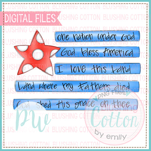 AMERICAN FLAG WITH WORDING WATERCOLOR DESIGN BCPW