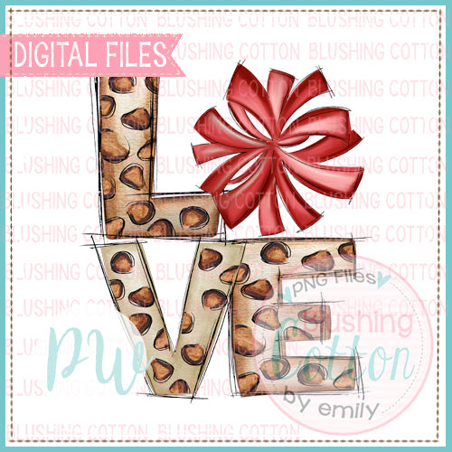 LOVE LEOPARD CHEER POM POM RED WATERCOLOR DESIGN BCPW