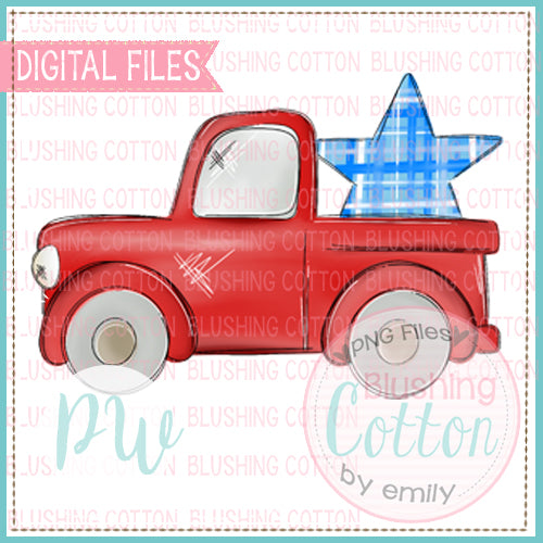 OLD RED TRUCK WITH STAR WATERCOLOR DESIGN BCPW