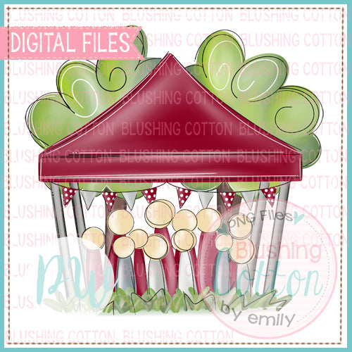 TAILGATE TENT CRIMSON RED AND WHITE WATERCOLOR DESIGN  BCPW