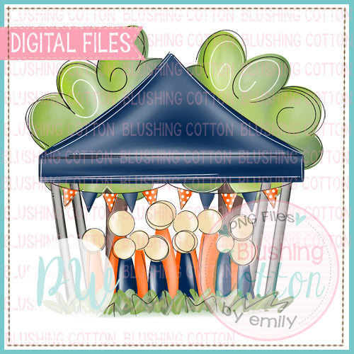 TAILGATE TENT ORANGE AND BLUE WATERCOLOR DESIGN  BCPW