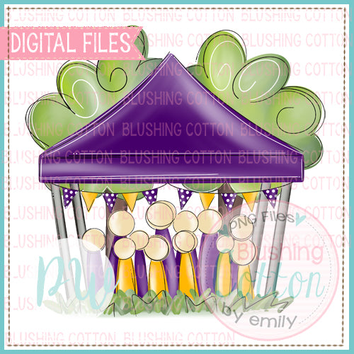 TAILGATE TENT PURPLE AND GOLD WATERCOLOR DESIGN  BCPW