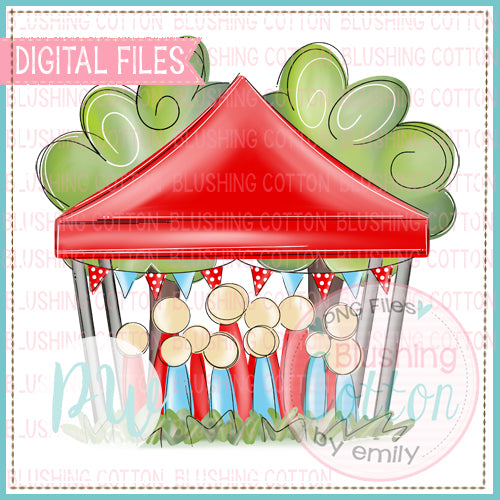 TAILGATE TENT BABY BLUE AND RED WATERCOLOR DESIGN  BCPW