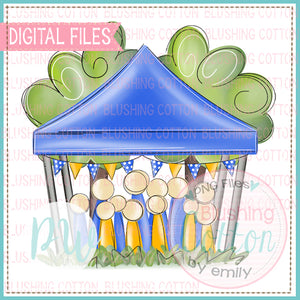 TAILGATE TENT BLUE AND GOLD WATERCOLOR DESIGN  BCPW