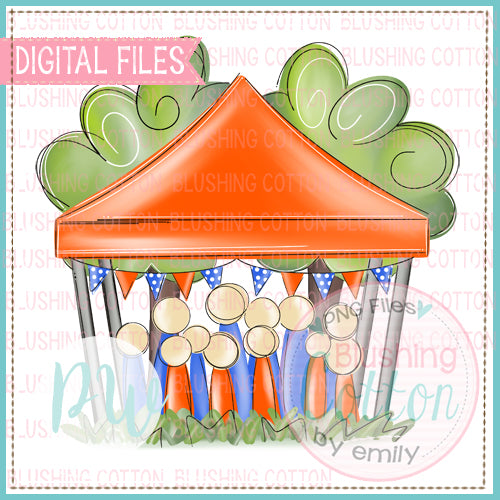 TAILGATE TENT ROYAL BLUE AND ORANGE WATERCOLOR DESIGN  BCPW