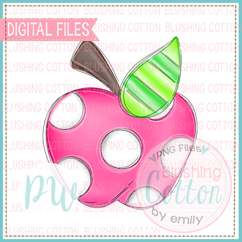 APPLE HOT PINK AND WHITE POLKA DOT  WATERCOLOR DESIGN BCPW