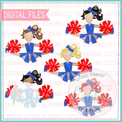 CHEERLEADER RED AND BLUE BUNDLE WATERCOLOR DESIGN BCPW
