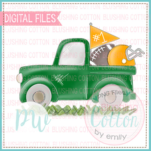 FOOTBALL TRUCK GREEN AND GOLD WATERCOLOR DESIGN BCPW