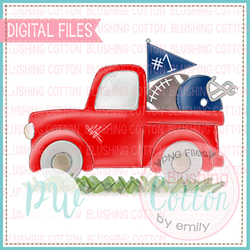 FOOTBALL TRUCK NAVY BLUE AND RED WATERCOLOR DESIGN BCPW
