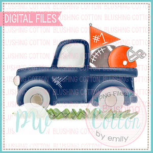 FOOTBALL TRUCK ORANGE AND NAVY WATERCOLOR DESIGN BCPW