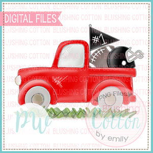 FOOTBALL TRUCK RED AND BLACK WATERCOLOR DESIGN BCPW