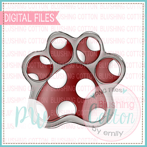 PAW PRINT MAROON AND GRAY DESIGN WATERCOLOR PNG BCPW