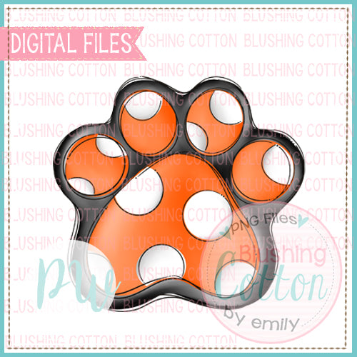 PAW PRINT ORANGE AND BLACK DESIGN WATERCOLOR PNG BCPW