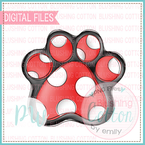 PAW PRINT RED AND BLACK DESIGN WATERCOLOR PNG BCPW
