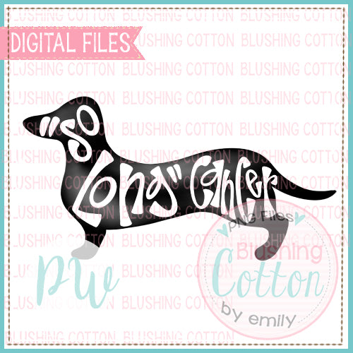 DACHSHUND SO LONG CANCER BLACK DESIGN WATERCOLOR PNG BCPW