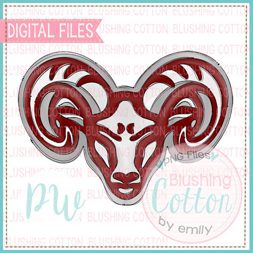 HILLTOPPER RAM MAROON AND GRAY WATERCOLOR DESIGN PNG BCPW