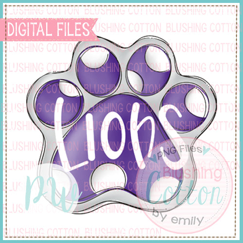 PAW PRINT LIONS PURPLE AND GRAY DESIGN WATERCOLOR PNG BCPW
