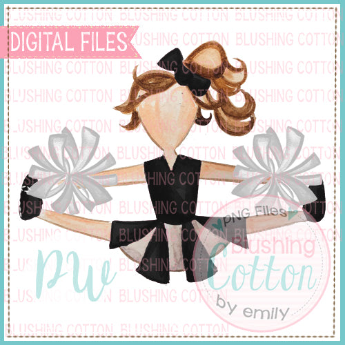 CHEERLEADER BRUNETTE HAIR BLACK AND LIGHT WHITE   BCPW