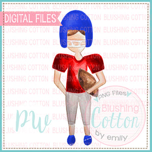 FOOTBALL PLAYER RED AND ROYAL BLUE  BCPW