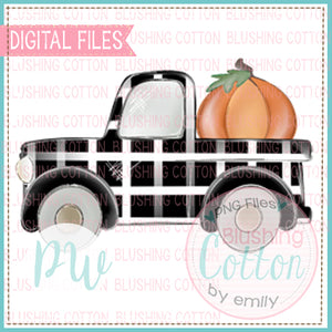 OLD TRUCK BLACK AND WHITE CHECKERED WITH PUMPKIN BCPW