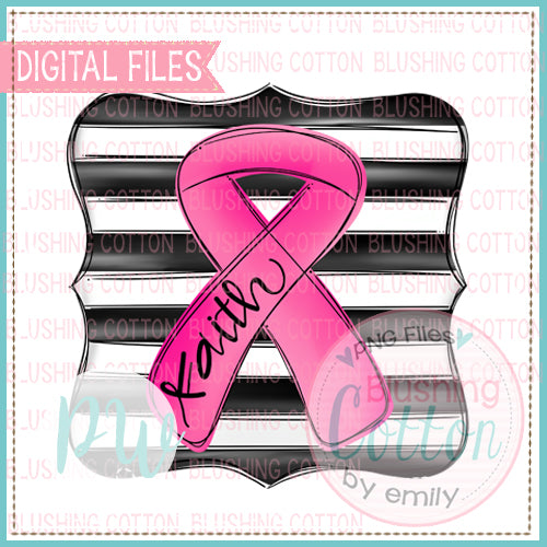 PINK BREAST CANCER RIBBON WITH BLACK AND WHITE STRIPE BACKGROUND  BCPW