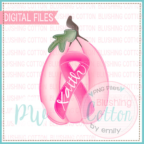BREAST CANCER AWARENESS PUMPKIN WITH PINK RIBBON  BCPW