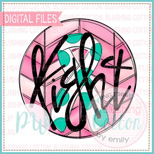 FIGHT RIBBON OVARIAN CANCER WITH TEAL DOTS  BCPW