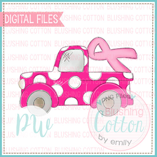 HOT PINK POLKA DOT AWARENESS TRUCK WITH PINK RIBBON   BCPW