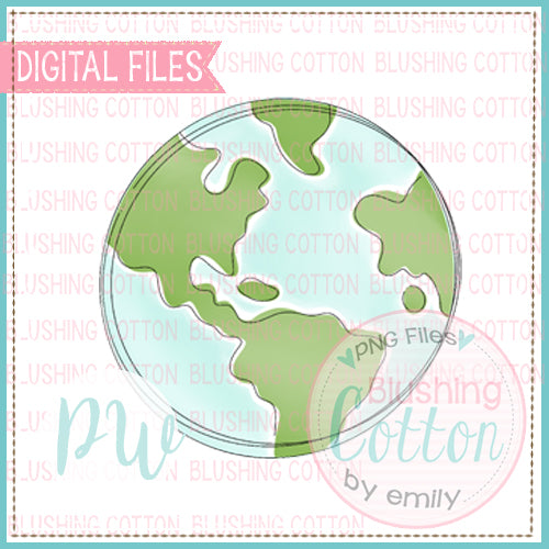 GLOBE BLUE AND GREEN WATERCOLOR BCPW