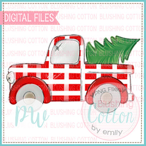 OLD TRUCK RED PLAID WITH CHRISTMAS TREE  BCPW