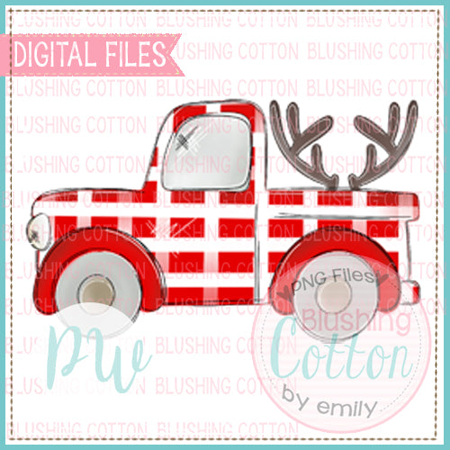 OLD TRUCK RED AND WHITE CHECKERED WITH ANTLERS  BCPW