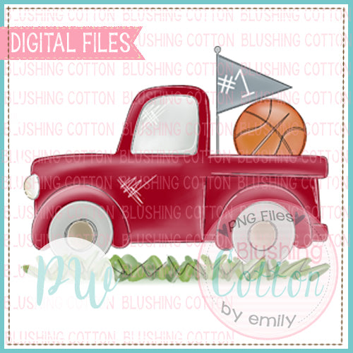 BASKETBALL TRUCK CRIMSON RED AND GRAY  BCPW