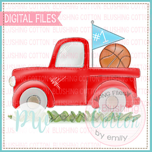 BASKETBALL TRUCK RED AND BABY BLUE  BCPW