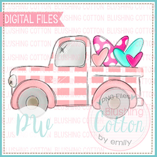 OLD VALENTINE TRUCK PINK WITH HEARTS  BCPW