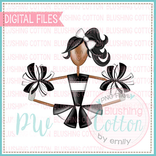 CHEERLEADER AFRICAN AMERICAN BLACK AND WHITE DESIGN   BCPW