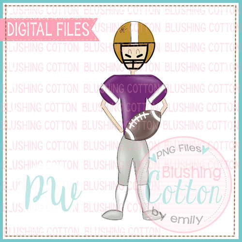 FOOTBALL PLAYER PURPLE AND GOLD DESIGN   BCPW