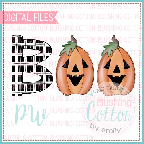Boo with Jack O Lanterns Watercolor PNG Design   BCPW