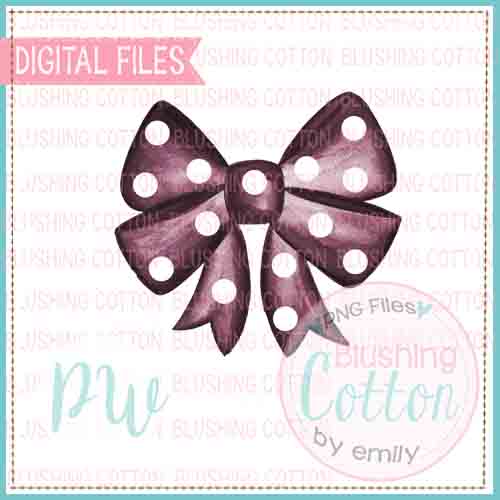 Bow Maroon Polkadot With Tails Design   BCPW