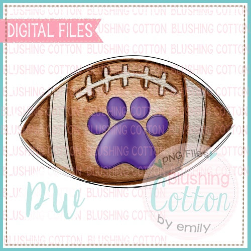 Sketch Football with Purple Paw Print Watercolor PNG Design   BCPW