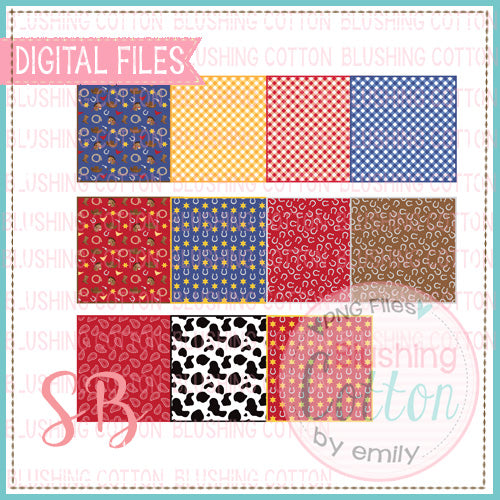 WESTERN PRINT SQUARE BACKGROUND SET BCSB