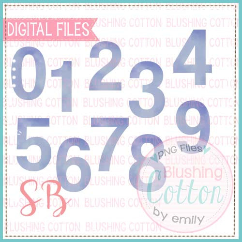 NUMBERS 0-9 BLUE WATERCOLOR DESIGN SET BCSB