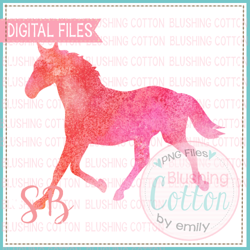 RUNNING HORSE PINK WATERCOLOR DESIGN BCSB