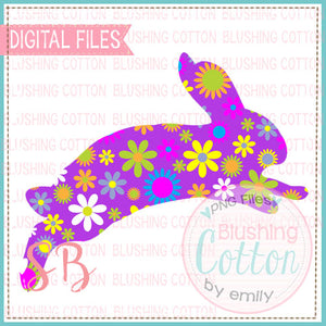 HOPPING BUNNY PURPLE FLORAL DESIGN FOR PRINTING AND OTHER CRAFTS BCSB