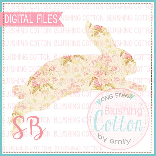 HOPPING BUNNY VINTAGE FLORAL DESIGN FOR PRINTING AND OTHER CRAFTS BCSB