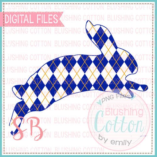 HOPPING BUNNY ARGYLE NAVY DESIGN FOR PRINTING AND OTHER CRAFTS BCSB